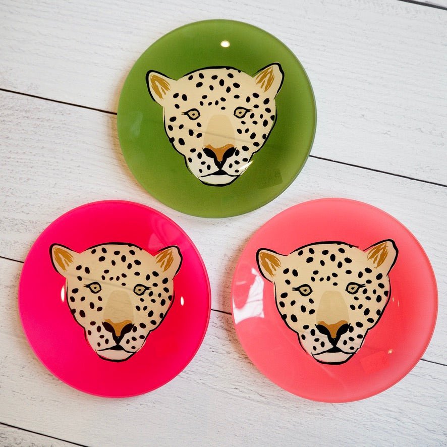 Cheetah Circle Glass Tray - Girl Be Brave