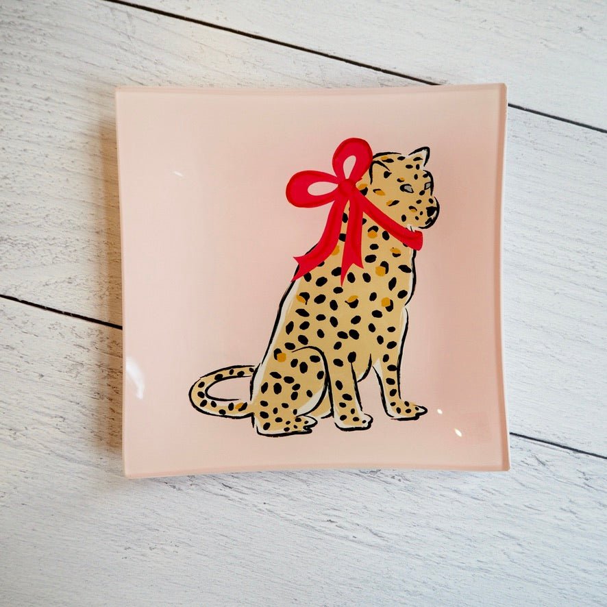 Cheetah Square Glass Tray - Girl Be Brave
