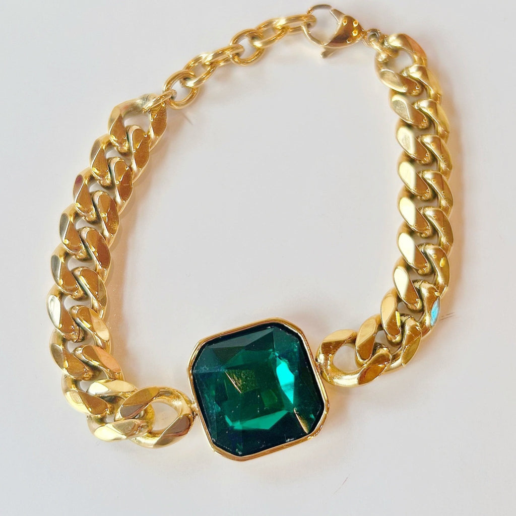 "Emerald Goddess" Gold Bracelet - Girl Be Brave