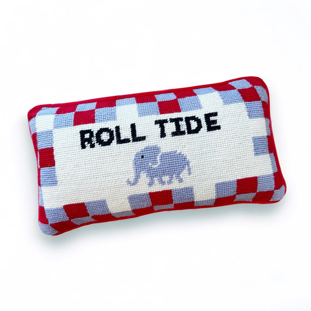 Girl Be Brave Needlepoint Roll Tide Pillow - Girl Be Brave