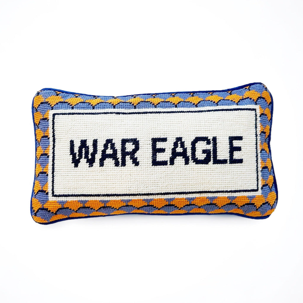 Girl Be Brave Needlepoint War Eagle Pillow - Girl Be Brave