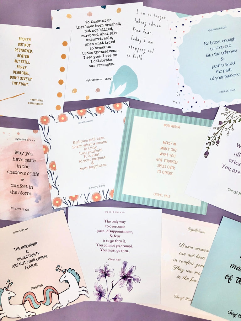 Girl Be Brave Quote Cards with Envelopes Set of 12 - Girl Be Brave