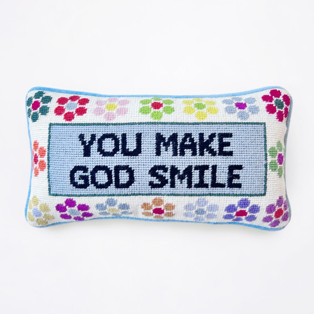 Girl Be Brave You Make God Smile Needlepoint Pillow - Girl Be Brave