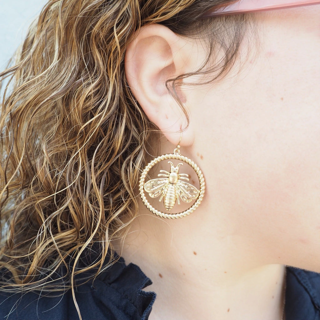 Gold Bee Earrings - Girl Be Brave