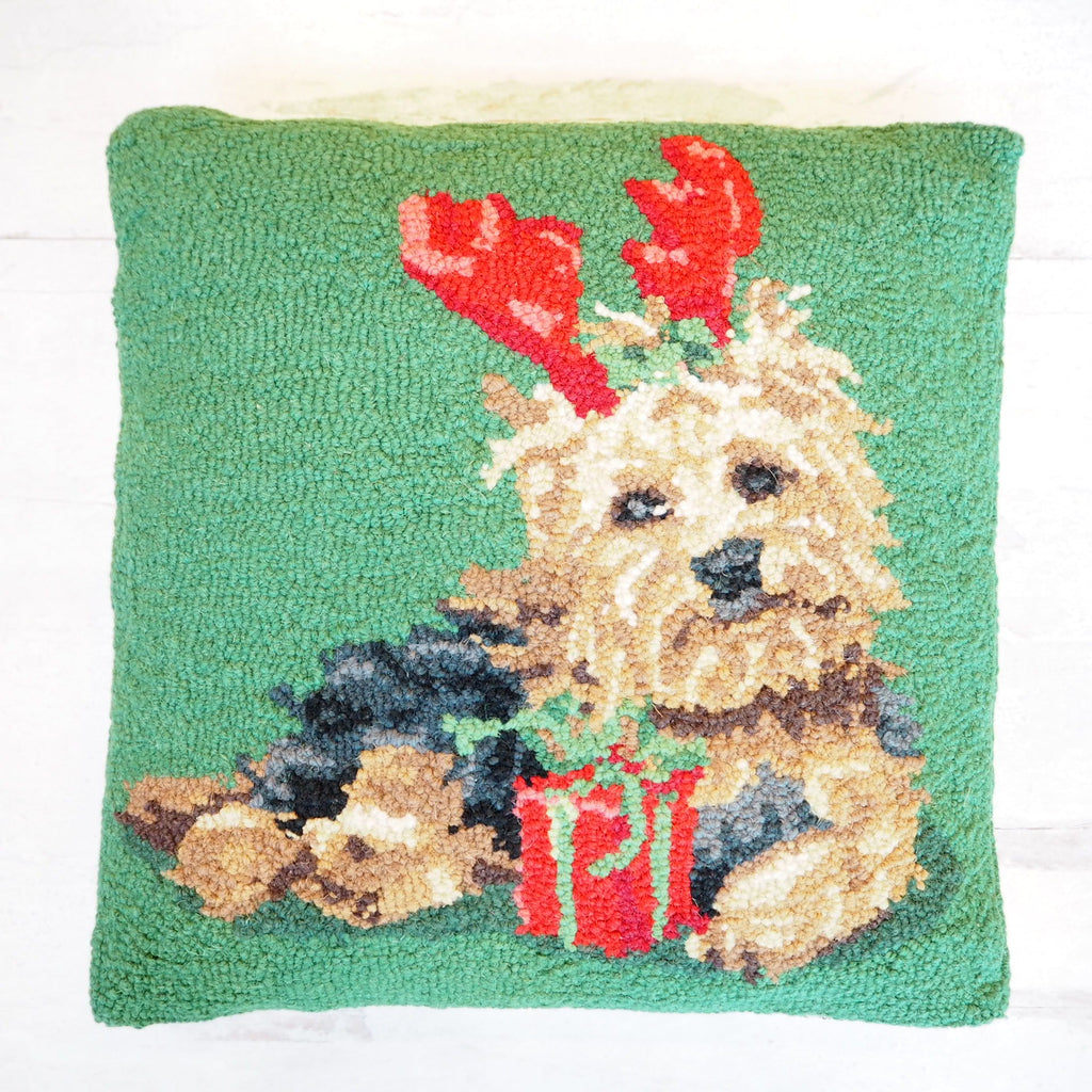 Hooked Christmas Terrier Pillow - Girl Be Brave