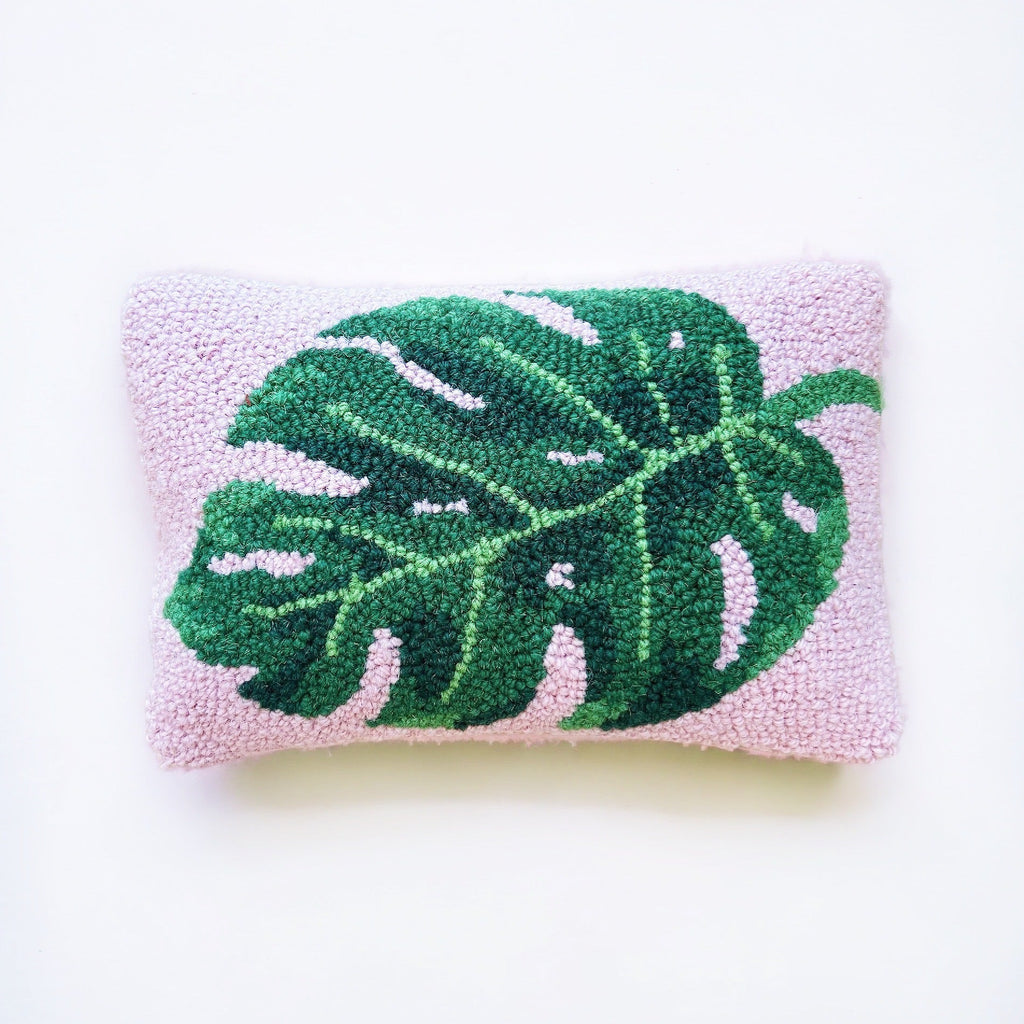 Hooked Palm Leaf Pillow - Girl Be Brave