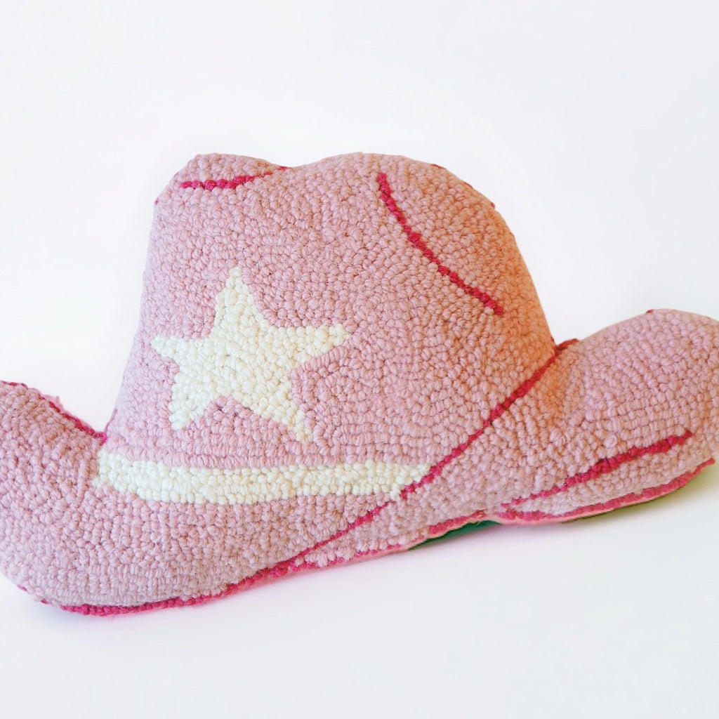 Hooked Pink Cowgirl Hat Pillow - Girl Be Brave