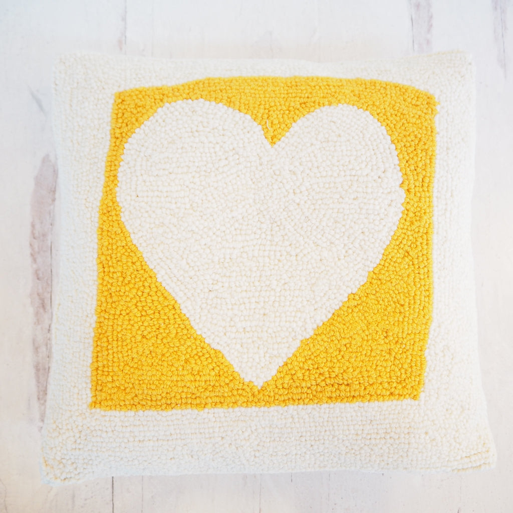 Hooked Yellow Heart Pillow - Girl Be Brave