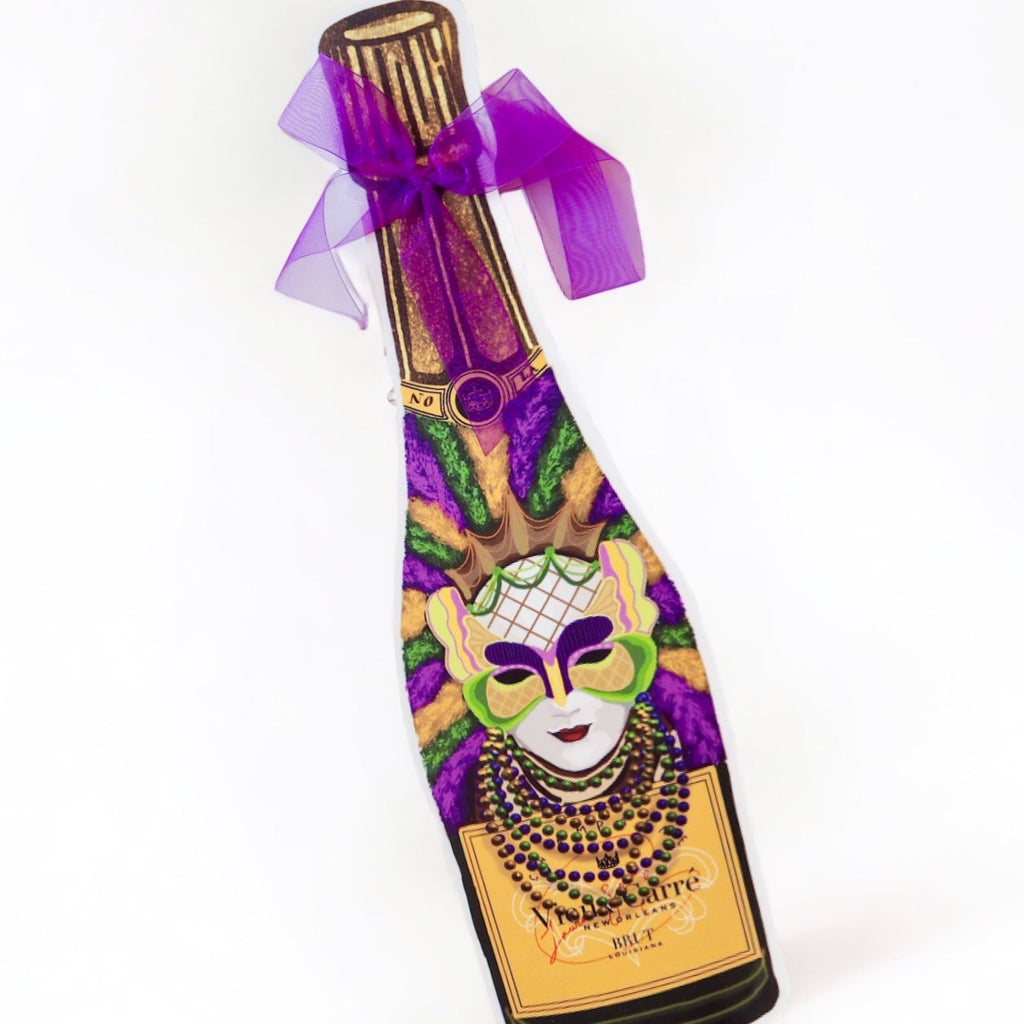 Mardi Gras Mask Champagne Door Hanger - Girl Be Brave