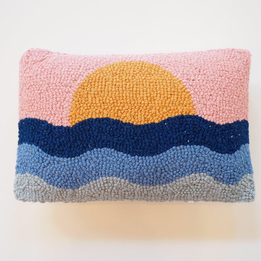 Ocean Sunset Hooked Pillow - Girl Be Brave