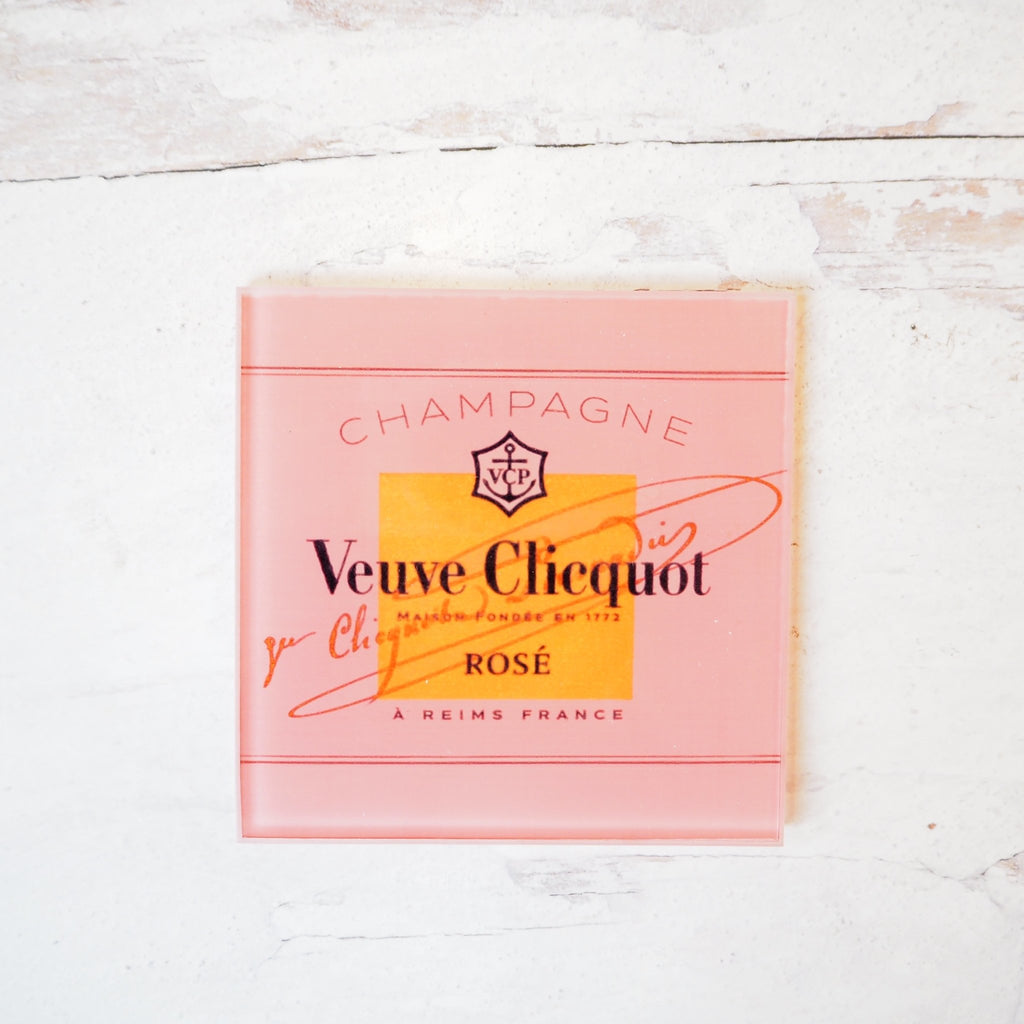 Pink Glass Champagne Coaster Set - Girl Be Brave