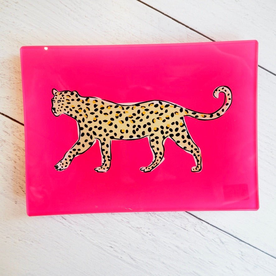 Rectangle Cheetah Glass Trays - Girl Be Brave
