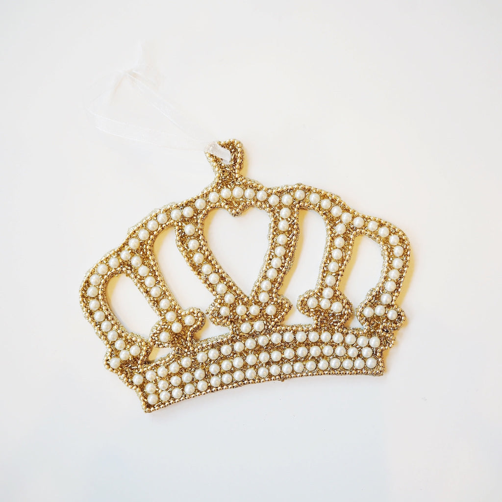 Sparkly and Pearled Crown Ornament - Girl Be Brave