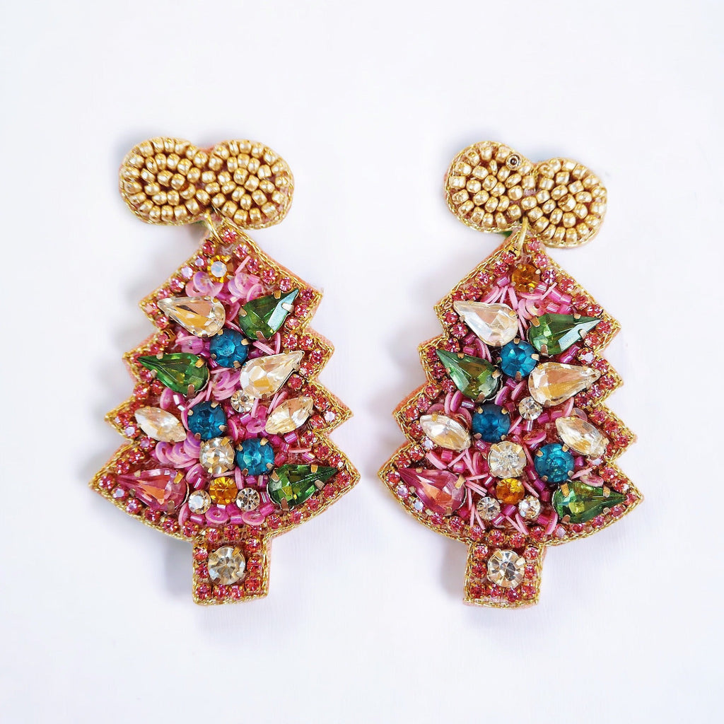 Sparkly Beaded Pink Christmas Trees~Clearance - Girl Be Brave