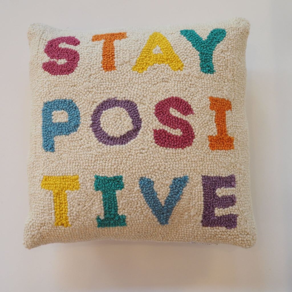 Stay Positive Rainbow Hooked Pillow - Girl Be Brave