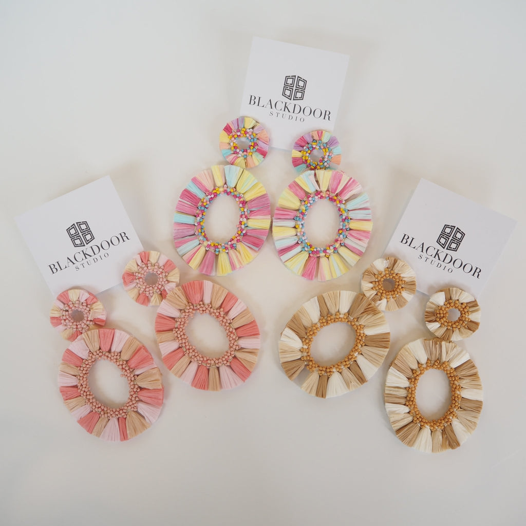 Straw Statement Earrings - Girl Be Brave